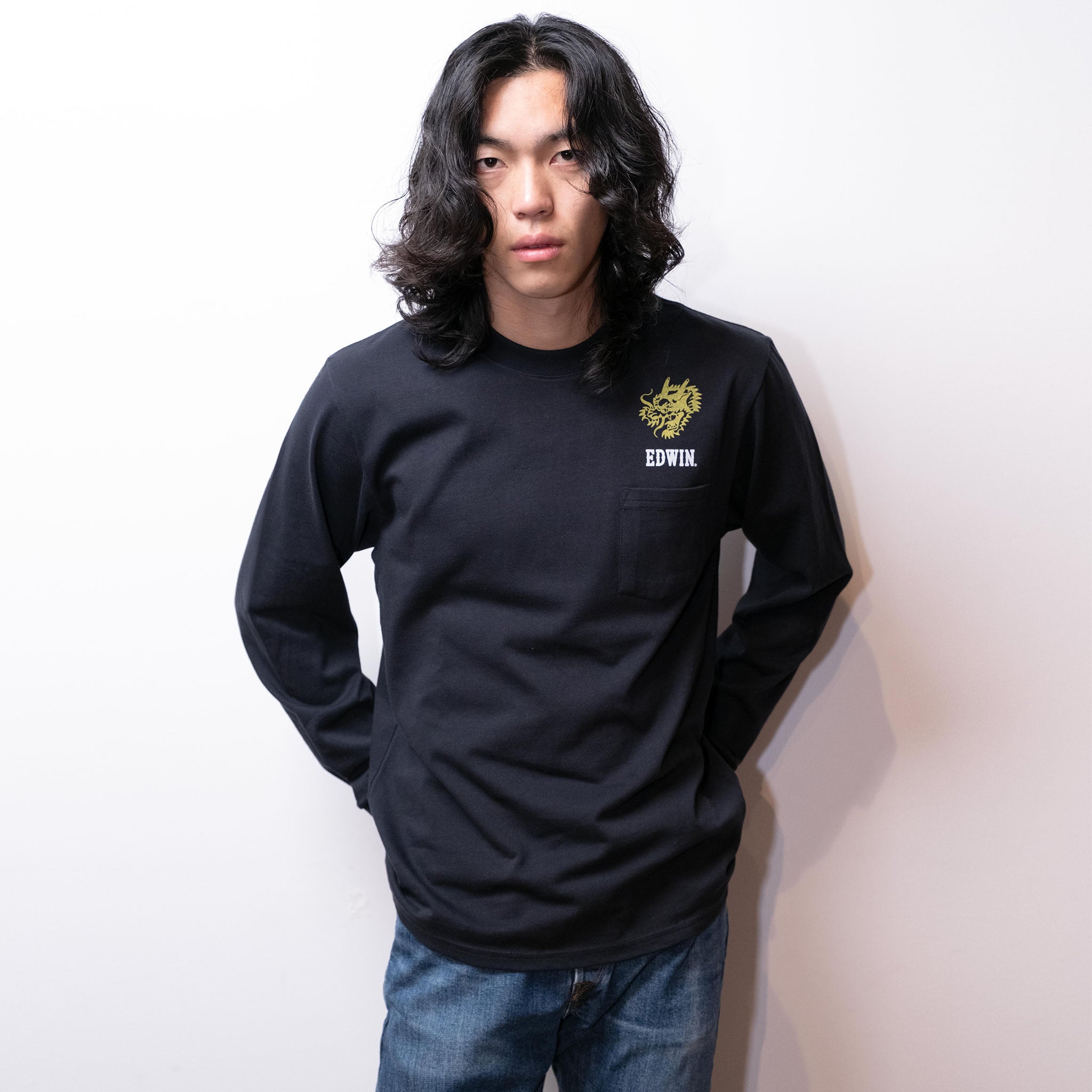 Edwin Lucky You 16S 100 % Organic Cotton Long Sleeve Pocket Tee